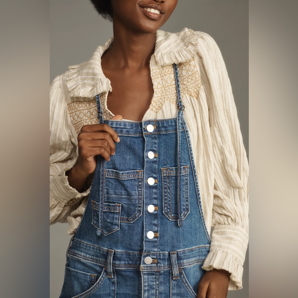 Pilcro Anthropologie painter Blue Denim Overalls size 26 - Picture 9 of 10